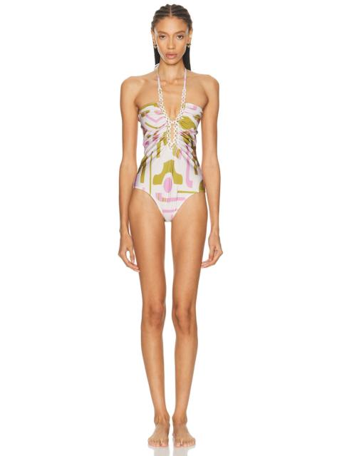 Chain Halter Neck One Piece Swimsuit