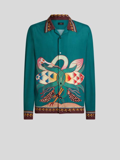 SILK SHIRT WITH PLACED PRINT