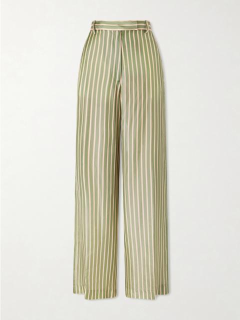 Penn Striped Satin Wide-leg Pants