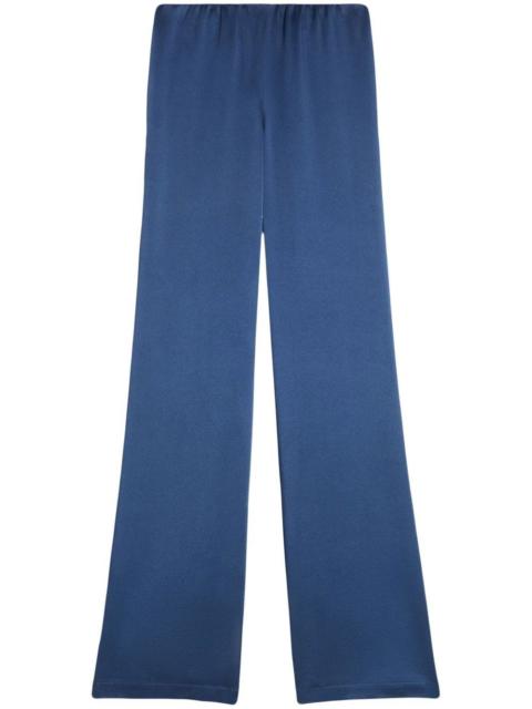 high-waisted satin trousers