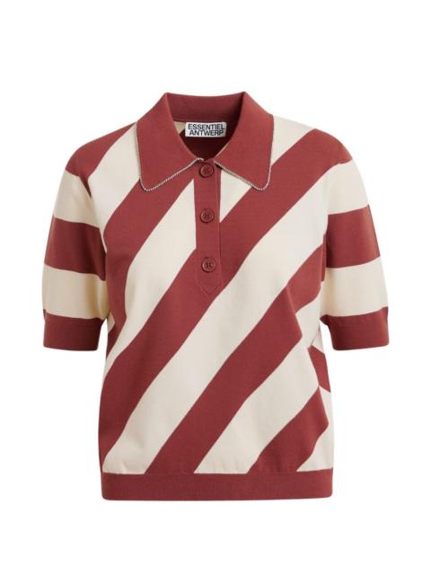 striped rhinestone polo top