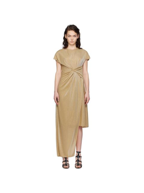 Gold Asymmetrical Lurex Maxi Dress