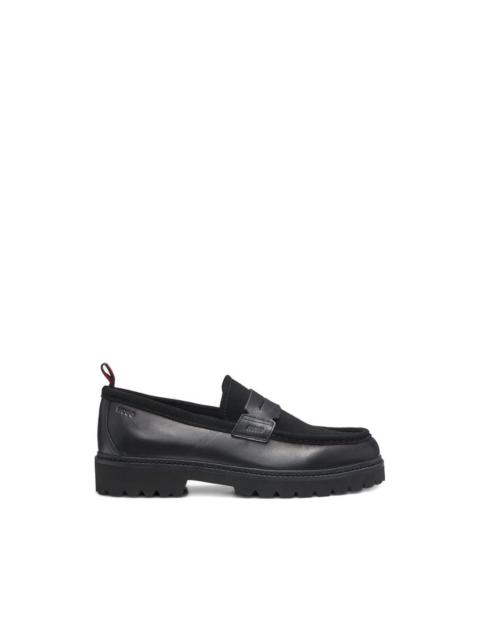 panelled leather loafers