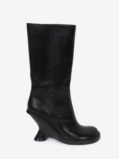 LEATHER WEDGE BOOTS