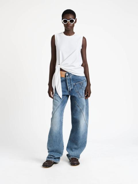 WOMENS HEM KNOT TANK TOP IN WHITE