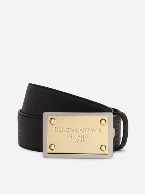 Grainy calfskin belt