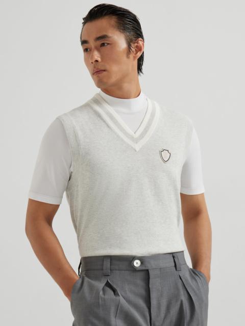 Cotton knit vest with logo