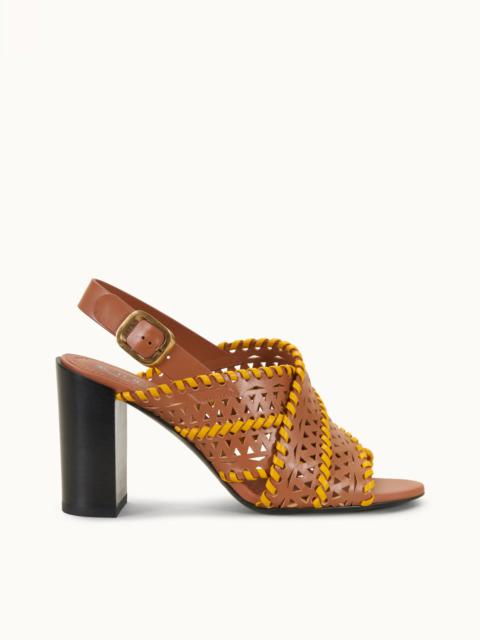 SANDALS IN LEATHER - BROWN, YELLOW