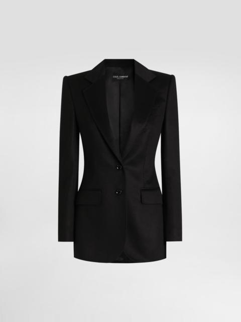 Single-breasted jacket in silk and Cashmere