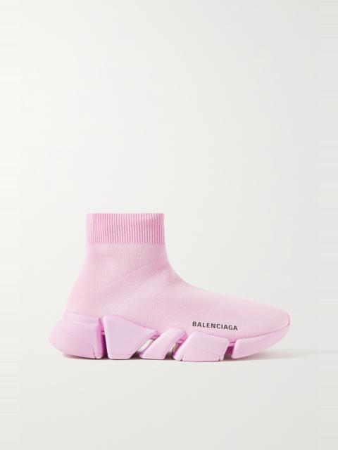 Speed 2.0 ribbed stretch-knit high-top sneakers