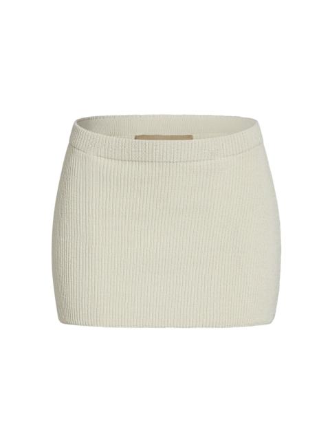 Eris Ribbed-Knit Stretch-Cotton Mini Skirt off-white