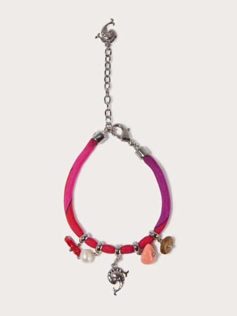 SILK BRACELET WITH CHARMS