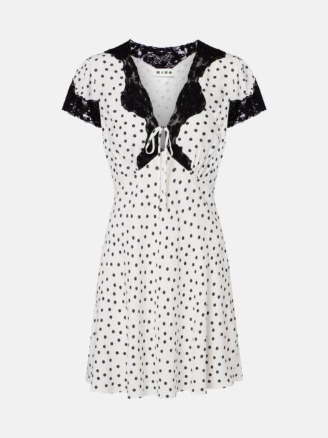 Polka-dot lace-trimmed minidress