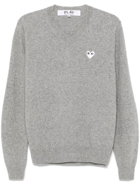 v-neck pullover with white heart