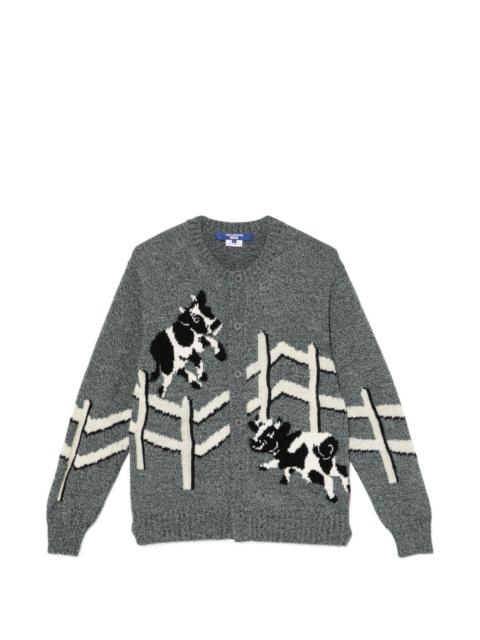 cow-appliqué cardigan