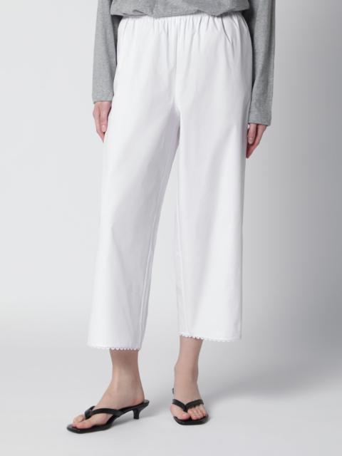 White cropped cotton trousers