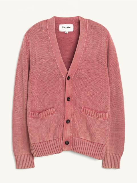ACID WASH CARDIGAN - RED