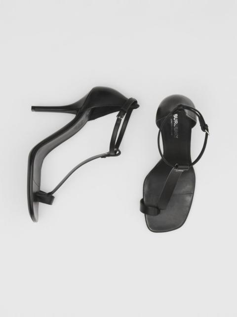 Toe-ring Detail Leather Stiletto-heel Sandals