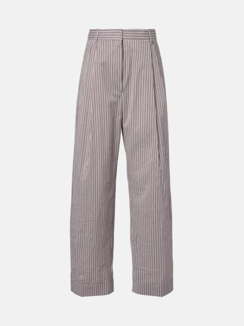Striped cotton and silk pants