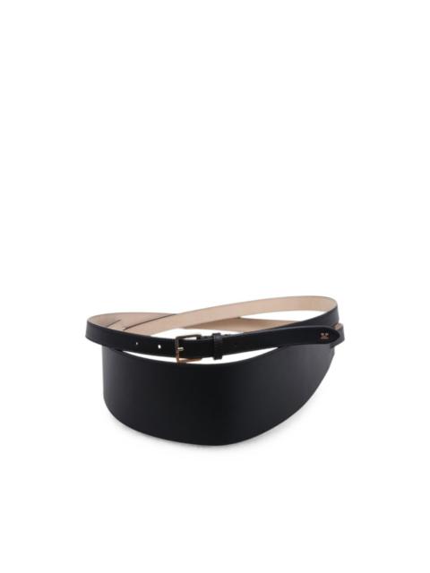 logo-plaque leather belt