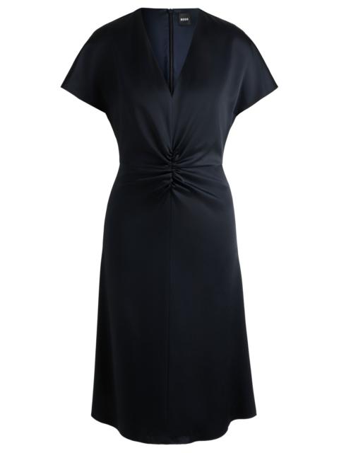 V-NECK DRESS WITH GATHERED WAISTBAND