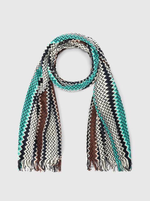 Cotton zigzag scarf with fringes