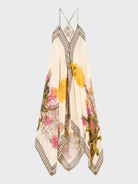 LONG PRINTED TWILL DRESS