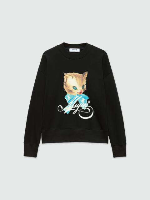 Black jersey sweatshirt with "Cute Kitty" graphic