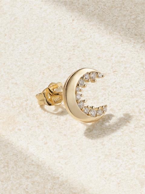 Crescent Moon 14-karat Gold Diamond Single Earring
