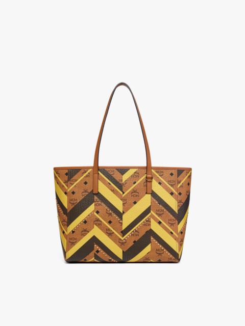 Studded Toni Top-Zip Shopper in Mega Herringbone Visetos