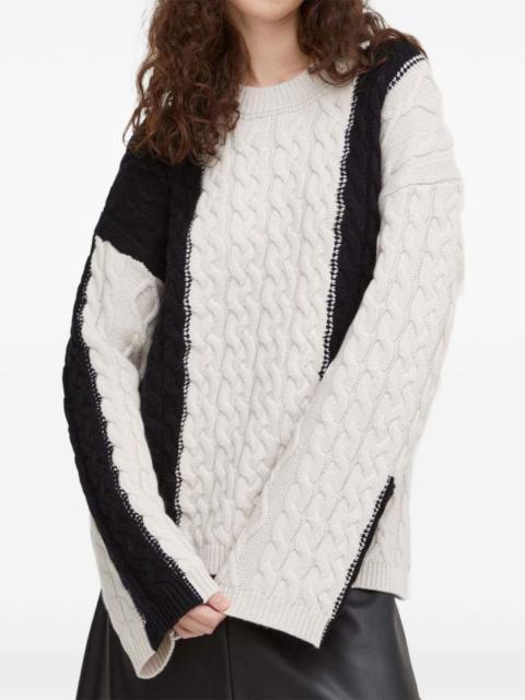 cable knit panelled sweater