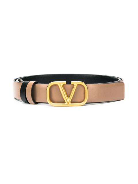 Leather reversible Vlogo belt