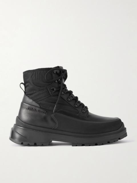 Keystone Rubber-Trimmed Leather and Twill Boots Black