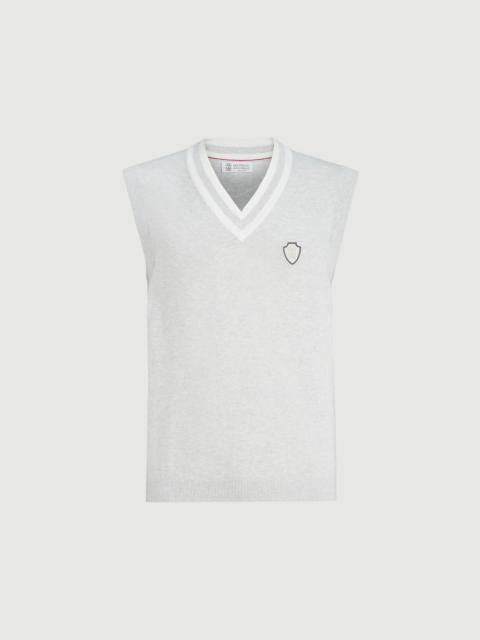 Cotton knit vest with logo