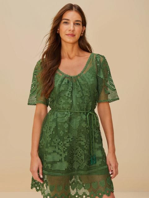 Green Pineapple Guipure Mini Dress