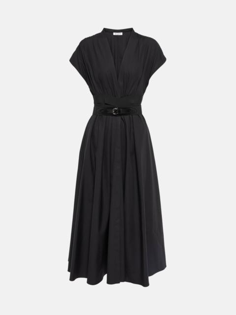 Belted cotton poplin midi dress