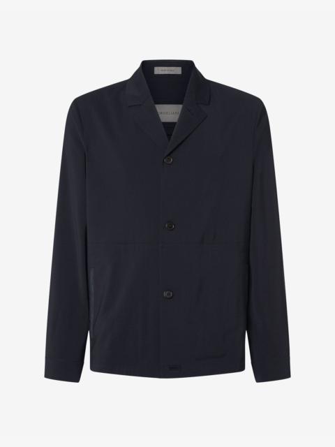 Navy blue stretch 120's wool overshirt