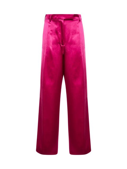 Fuchsia satin wide-leg trousers