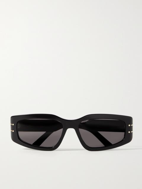 Diorsignature S9u Rectangular-frame Acetate And Gold-tone Sunglasses