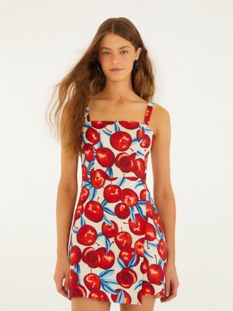 Cherry Blossom Sleeveless Euroflax Premium Linen Mini Dress