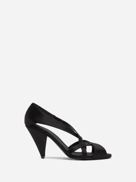 Open Toe Heeled Sandal in Satin