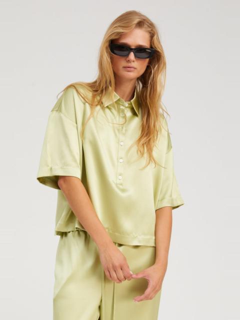 PISTACHIO SILK POLO TOP