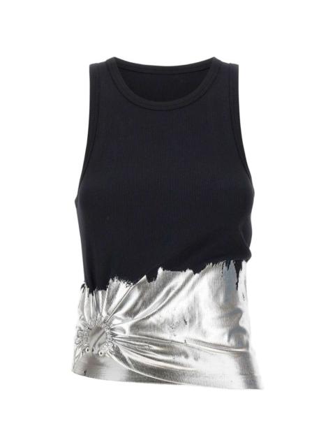 foil-finish asymmetric tank top