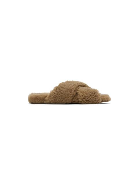 Tan Curly Merino Slippers