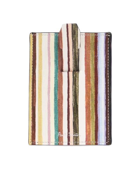 striped leather cardholder