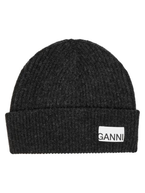 Ganni Ribbed Wool-blend Beanie