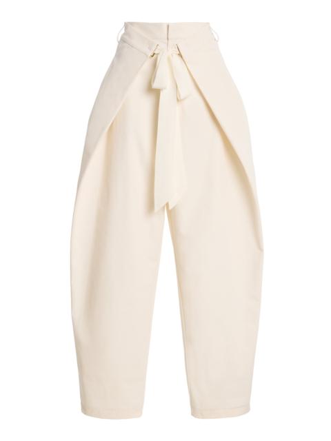 Stella Tie-Front Cotton-Blend Pants white