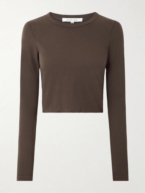 Cropped Cotton-jersey T-shirt