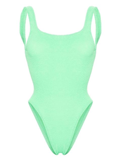 crinkled-effect open-back swimsuit