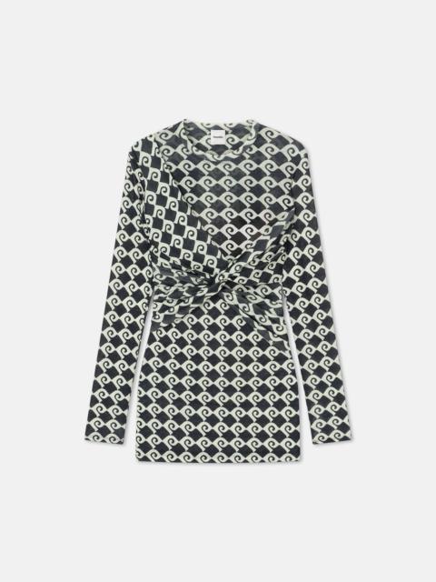 Printed Mesh Jersey Mini Dress